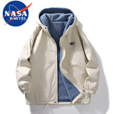 NASA MARVEL官方潮牌联名男装棉服男棉衣外套冬季新款连帽ins美式柔软学生连 杏色 XL （110斤-140斤）
