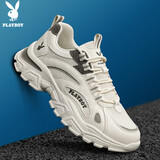 花花公子（PLAYBOY）男鞋2026春夏季休闲鞋男士运动鞋子男百搭跑步鞋老爹鞋 米色 42