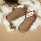 骆驼（CAMEL）懒人毛毛鞋雪地靴女美拉德风松糕厚底保暖靴 L24W275654 棕色 35