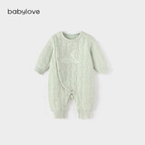 babylove婴儿连体衣秋冬款夹棉保暖衣服男宝女宝哈衣莫代尔爬服刺绣休闲装