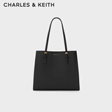 CHARLES&KEITH质感纯色大容量手提包托特包包女包女士生日礼物CK2-30781650-6 Black黑色 XL