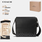 蔻驰COACH【官方直供】男士中号单肩斜挎包黑色PVC配皮573QBMI5