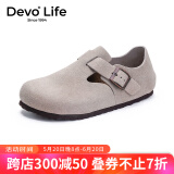 Devo Life的沃软木鞋男女同款时尚穆勒鞋情侣休闲鞋 66008 灰色反绒皮 35