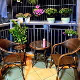 紫叶（ziye） 户外桌椅 藤椅组合 阳台桌椅三件套 休闲庭院小茶几室外藤编餐桌 2【升级藤椅】+1【D58圆桌】