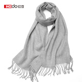 红豆（Hodo）100%纯羊毛围巾女士秋冬季加厚中国红色送妈妈女友生日礼物