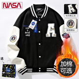 NASA URBAN秋季外套潮流百搭夹克男棒球服男装休闲秋冬季潮流男士衣服男外套 669黑色 XL (建议体重120-130斤)