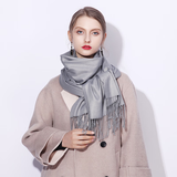 达芬奇密码围巾秋冬季保暖仿羊绒男女款韩版纯色披肩生日礼物中秋送礼 银灰