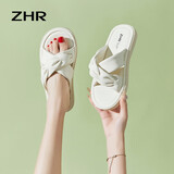 ZHR凉拖女夏季外穿交叉绑带拖鞋子女一字带纯色女鞋