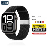 BHO【销量2万+】适用苹果手表表带apple watch s10/9表带ultra2/8磁吸编织iwatch se男生女士夏天夏季 卡扣版【黑色】 【44/45/46/49mm】表盘通用