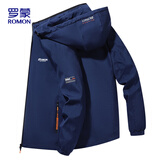 罗蒙（ROMON）夹克男士外套春秋季潮流青年商务休闲上衣连帽百搭男装MK53深蓝4X
