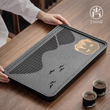 尚言坊小型茶盘带排水家用茶托盘客厅高档仿乌金石茶海茶具干泡小茶台