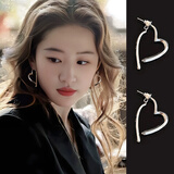 PWLS925银针爱心耳环女素圈轻奢高级感耳圈耳钉2026新款爆款气质耳饰 爱心耳环 银色