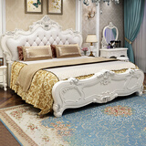 古爵 床欧式床双人床卧室家具软靠婚床实木1.8米框架高箱床 床+乳胶床垫(20cm)+床头柜*2 1.8米*2米框架结构