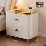 纳份爱床头柜卧室小型免安装加厚塑料一体式床边柜高颜值简约带木脚滑轮 52CM长【日式白A5】木脚柱/免安装