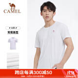 骆驼（CAMEL）运动T恤透气健身衣跑步体恤宽松速干衣短袖上衣夏 J0S2V6925，白色，男 M