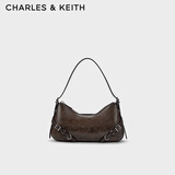 CHARLES&KEITH腰带设计拉链斜挎单肩腋下包包女包生日520礼物CK2-20671702 Dark Brown深棕色 小包