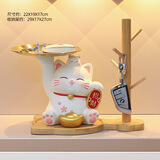 招财猫钥匙收纳玄关入户门摆件居家饰品乔迁新居送礼高档摆设装饰 【招财猫】招财猫+木架