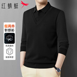 红蜻蜓（RED DRAGONFLY）针织衫男纯色简约百搭时尚舒适加厚保暖毛衣假两件男上衣黑色XL