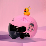 淮夏儿童头盔3C安全帽男孩女孩3-16岁可爱宝宝小孩学生电动车头盔四季 粉色才女7-16岁+小鸭子 均码