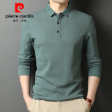 皮尔卡丹（pierre cardin）【5万+已加购】高端长袖t恤男士中年商务休闲上衣宽松翻领polo 衫 88301薄荷绿【冰凉透气不起球】 180/2XL建议150-170斤