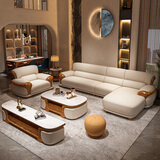 新中式乌金木真皮沙发客厅123组合大小户型直排转角沙发2025新款 四人位2.9米【单沙发】