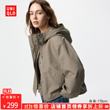 优衣库【惊喜价】女装休闲连帽短外套/时尚百搭479229 33 卡其色 L /160/88A