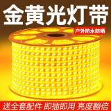 梵耀 户外防水金黄光灯带 led超亮灯条 220v客厅外墙专用工程高压灯带 120珠-金黄光-1米