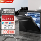 威力洗碗机18套台式嵌入式家用全自动大容量一级水效洗消烘一体360°高压无死角冲刷六面热旋烘干 二星级 120L 18套大容量洗碗机