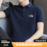 北面（The North Face） 短袖POLO男装2024春夏新款上衣户外运动舒适透气休闲T恤 RG1/藏青色 L/175