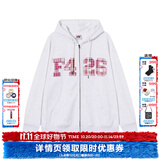 F426【赵露思许妍同款】国潮牌秋季宽松大logo格子贴布绣卫衣 浅花灰 M