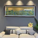 轩尼匠心高端千里江山图苏绣客厅挂画苏刺绣沙发背景墙装饰画山水风景壁画 黑胡桃实木 235*95 高端框