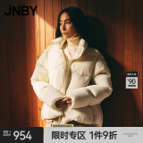 江南布衣（JNBY）【弯曲拉链】立领羽绒服女秋冬季短款外套宽松设计感5N0C16141 058/绿灰白 S