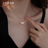 Lnieer小方糖吊坠925银项链女款网红银项链轻奢高级感小众项链女锁骨链 三个方糖项链【925银】