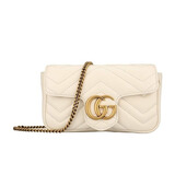 古驰（GUCCI）女包 Marmont马蒙牛皮链条单肩包GG酷奇经典斜挎包包女士 mini 白色 16.5cm 酷奇女包 七夕情人节礼物