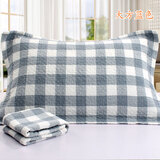 棉沅 纱布枕巾棉加厚加大一对装50*75厘米田园情侣婚庆酒店宾馆 大方蓝色两条装 75cm*50cm