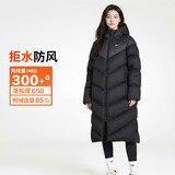 耐克NIKE女冬季长款连帽羽绒服 运动防寒外套 面包服HF7894-010黑