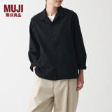 无印良品（MUJI） 男女通用法兰绒开领衬衫长袖休闲百搭衬衣外套纯棉全棉ACA71A1A 黑色 XXS-XS 150/72A