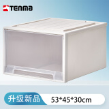 TENMA天马大件衣服抽屉收纳盒49升 可视透明抽屉盒大容量 简易床头柜