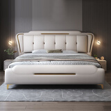 敬木轩科技布床双人床简约现代实木轻奢布艺床小户型婚床多功能储物家具 床+床头柜*2+20cm乳胶椰棕床垫 框架结构1.8m*2.0m