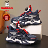 巴布豆（BOBDOG）男童鞋儿童运动鞋秋冬季新款加绒二棉鞋中大童男孩鞋子防滑休闲鞋 深蓝红【薄绒二棉】XYYS021 28 鞋内长17.8cm