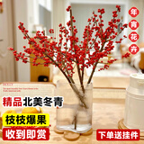 临雅北美冬青红果鲜花切枝鲜切花水培水养绿植室内年宵花卉真花好养活 【旗舰款】北美冬青-30cm5支+挂件