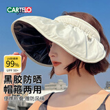 卡帝乐鳄鱼（CARTELO）黑胶防晒帽女遮阳帽空顶太阳帽子夏季防紫外线贝壳帽沙滩帽 米色