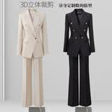 威世品夏季高端小西装套装女新款职业装休闲西服外套通勤面试正装工作服 黑色(西装+阔腿裤) L