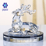 都爵族 水晶一路平安汽车香水座摆件 圣诞鹿汽车用品内饰品 水晶高档创意工艺礼品 可DIY留言刻字 透明白