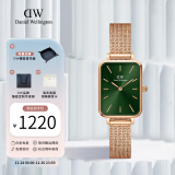 丹尼尔惠灵顿（DanielWellington）dw手表女 复古小方表石英女士手表欧美腕表 生日礼物送女友 方块小绿表-玫金钢带-DW00100445