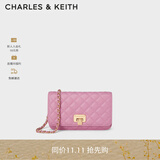 CHARLES&KEITH菱格链条单肩斜挎包小方包包女包女士生日礼物CK2-70160082 粉红色Pink S