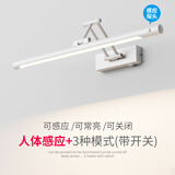 炬胜柜顶安装人体感应镜前灯卫生间镜柜专用浴室柜免打孔免钉化妆灯 柜顶墙壁通用/白色带开关 43cm/10W自然光/高显指