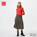 优衣库女装宽褶中裙/半身裙裙子25秋冬新款479916 57 深橄榄色 M /160/68A