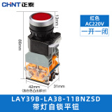 正泰（CHNT）LAY39B-LA38-11BNZSD-R-AC220V 按钮带灯自锁220V开关 带灯带自锁按钮红