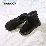 意尔康女鞋短靴加绒厚底棉鞋保暖雪地靴妈妈鞋 26298W 黑色 37 